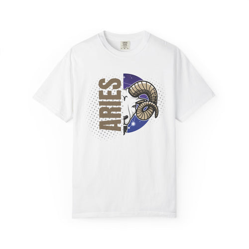Aries Zodiac T-Shirt | Garment-Dyed Tee for Astrology Lovers, Gift for Birthdays, Unisex Astrology Apparel