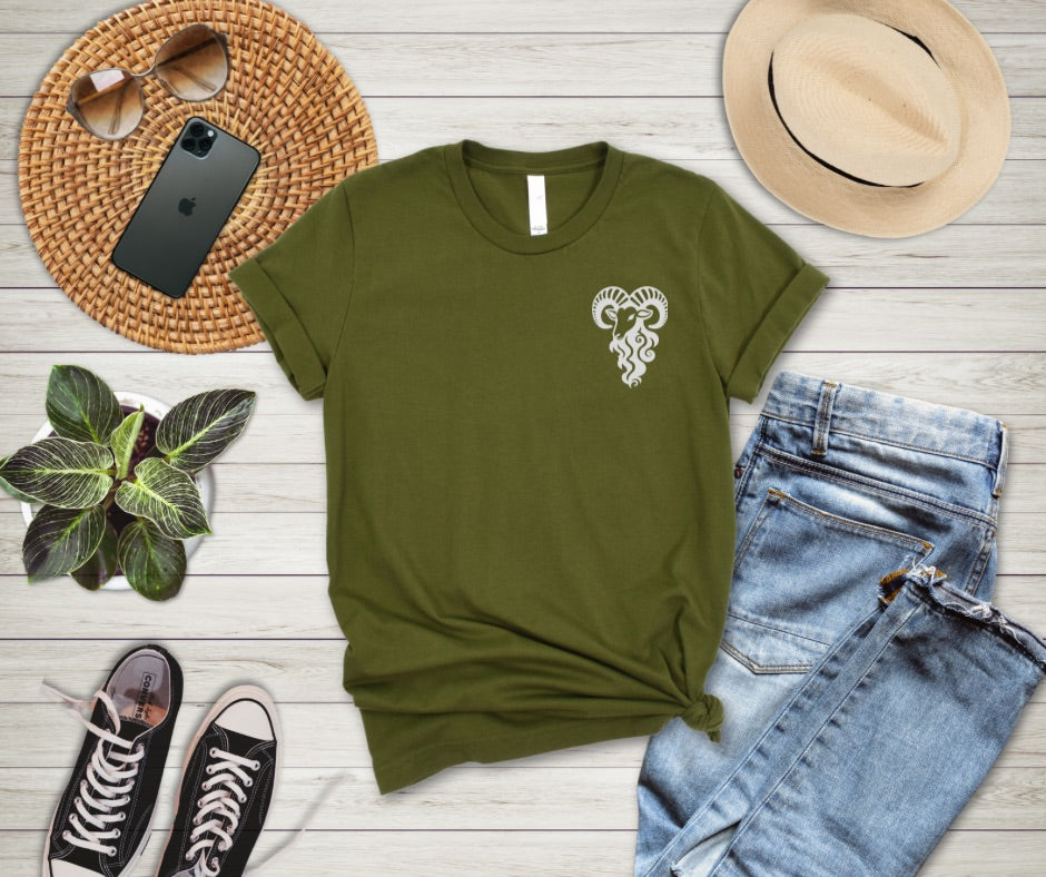 Minimalist Aries Ram Head design Unisex Tee