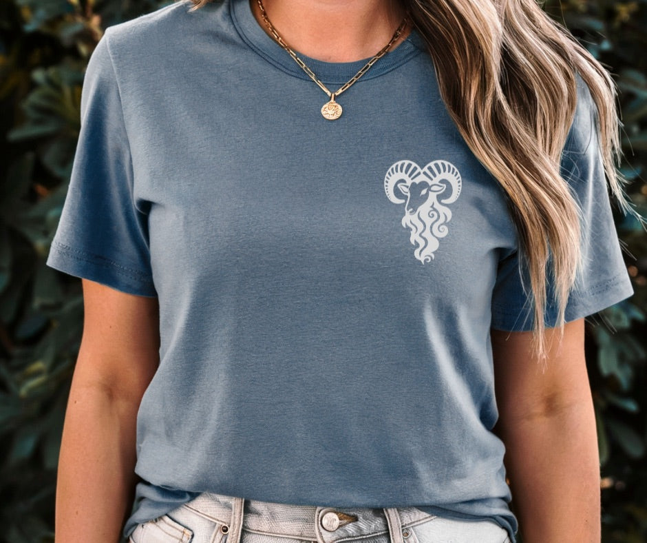 Minimalist Aries Ram Head design Unisex Tee