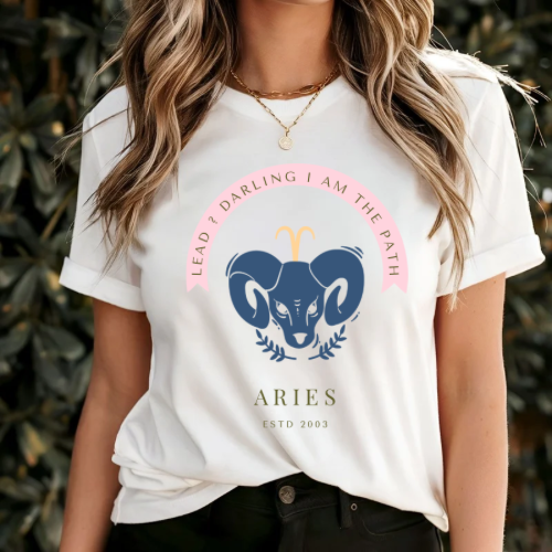 Aries Zodiac Graphic Tee, Astrology Shirt, Horoscope Gift, Unisex Short Sleeve, Cute Ram design, Birthday Gift, Aries tee