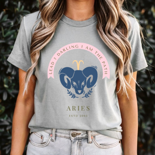 Aries Zodiac Graphic Tee, Astrology Shirt, Horoscope Gift, Unisex Short Sleeve, Cute Ram design, Birthday Gift, Aries tee