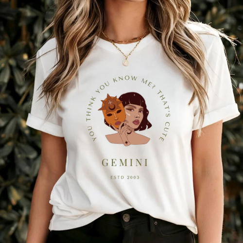 Gemini Zodiac Tee, Unisex Short Sleeve Shirt, Astrology Gift, Horoscope Top, Birthday Apparel, Zodiac Sign T-Shirt