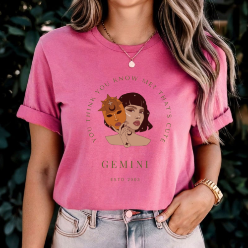 Gemini Zodiac Tee, Unisex Short Sleeve Shirt, Astrology Gift, Horoscope Top, Birthday Apparel, Zodiac Sign T-Shirt