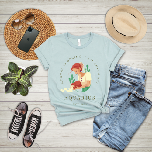 Aquarius Zodiac T-Shirt, Unisex Graphic Tee for Astrology Lovers, Unique Birthday Gift, Cute Casual Wear, Horoscope Tee