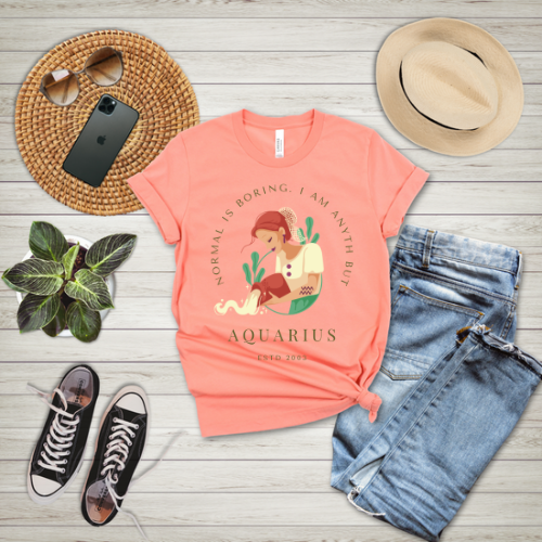 Aquarius Zodiac T-Shirt, Unisex Graphic Tee for Astrology Lovers, Unique Birthday Gift, Cute Casual Wear, Horoscope Tee