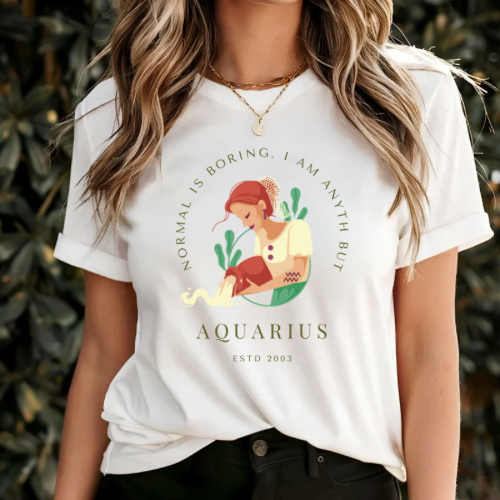 Aquarius Zodiac T-Shirt, Unisex Graphic Tee for Astrology Lovers, Unique Birthday Gift, Cute Casual Wear, Horoscope Tee