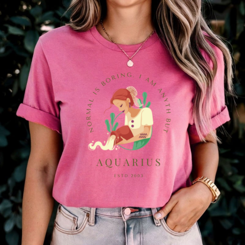 Aquarius Zodiac T-Shirt, Unisex Graphic Tee for Astrology Lovers, Unique Birthday Gift, Cute Casual Wear, Horoscope Tee