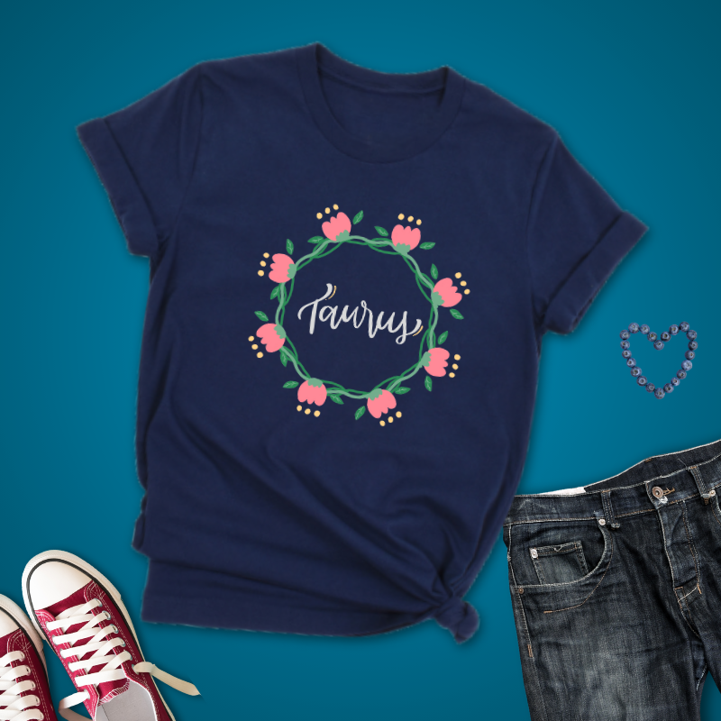 Taurus Floral Tee - Zodiac Sign Shirt, Astrology Gift, Birthday T-Shirt, Cute Zodiac Apparel, Astrology Lover Clothing