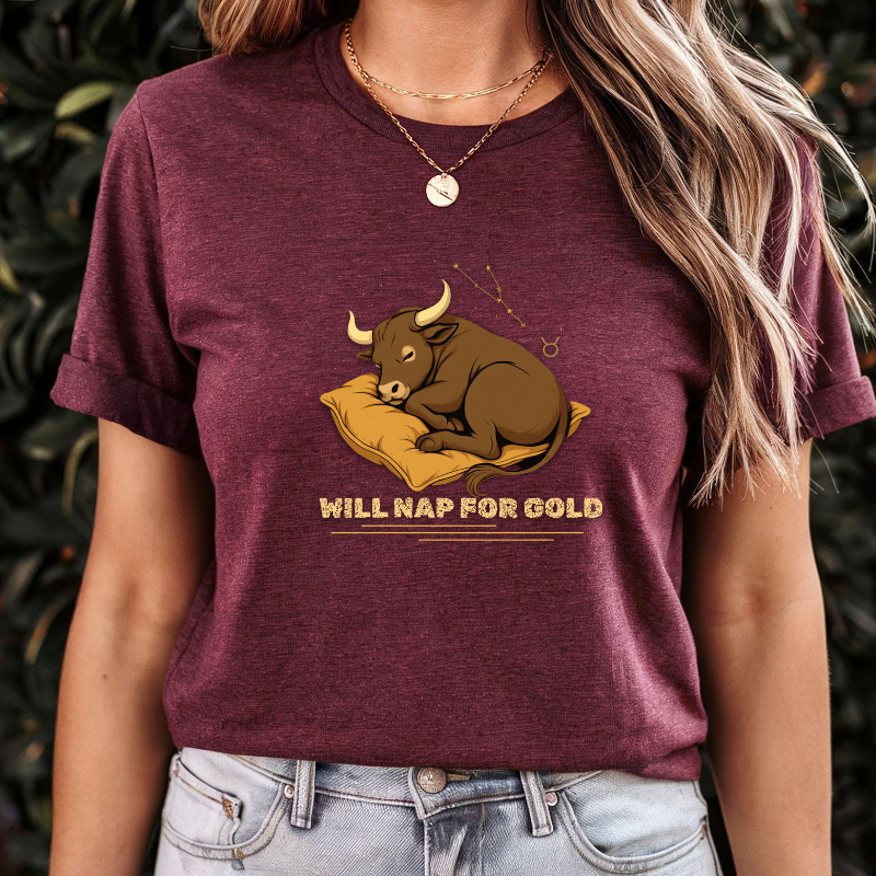 Sleeping Taurus bull Graphic Tee - Relaxed Fit Unisex Shirt, Perfect Gift for Animal Lovers, Casual Wear, Birthday Celebration, Funny T-Shirt