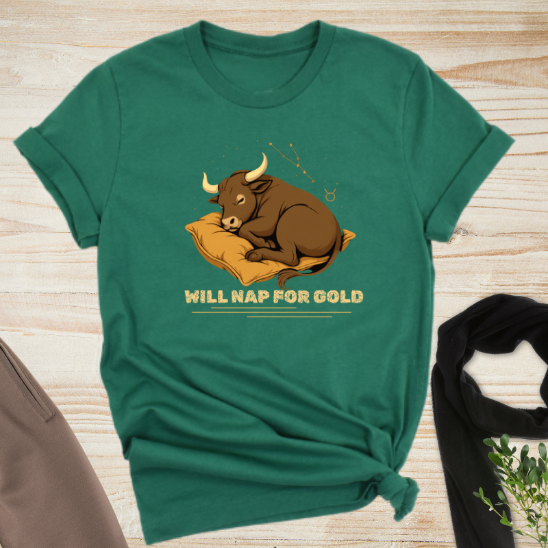 Sleeping Taurus bull Graphic Tee - Relaxed Fit Unisex Shirt, Perfect Gift for Animal Lovers, Casual Wear, Birthday Celebration, Funny T-Shirt