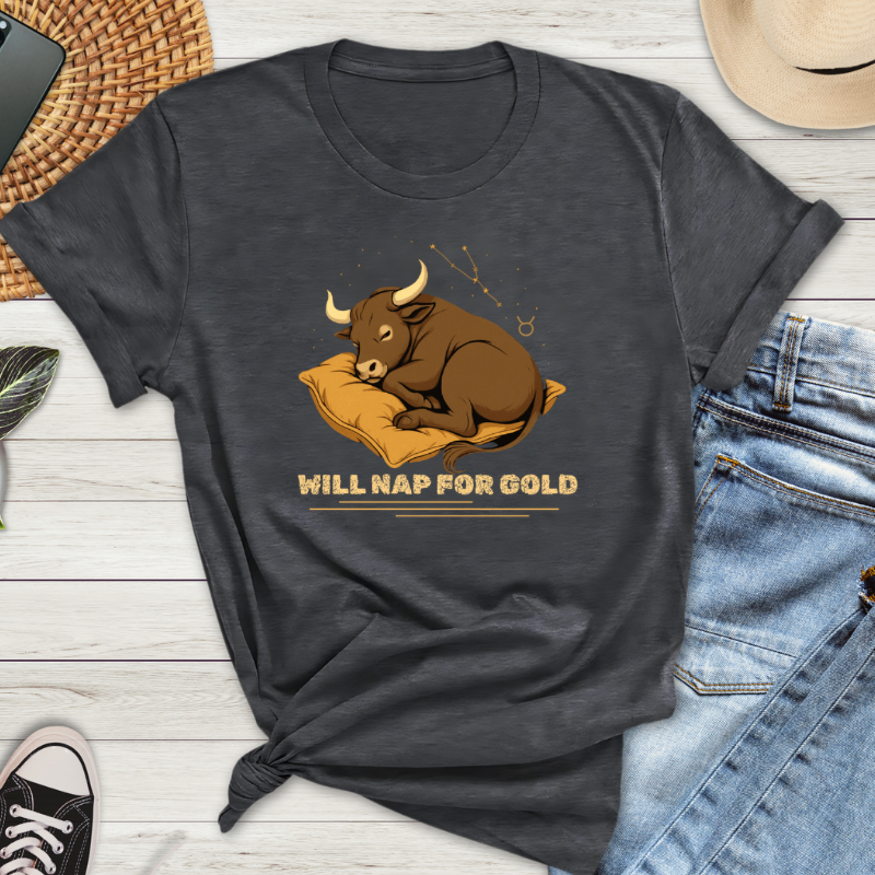 Sleeping Taurus bull Graphic Tee - Relaxed Fit Unisex Shirt, Perfect Gift for Animal Lovers, Casual Wear, Birthday Celebration, Funny T-Shirt