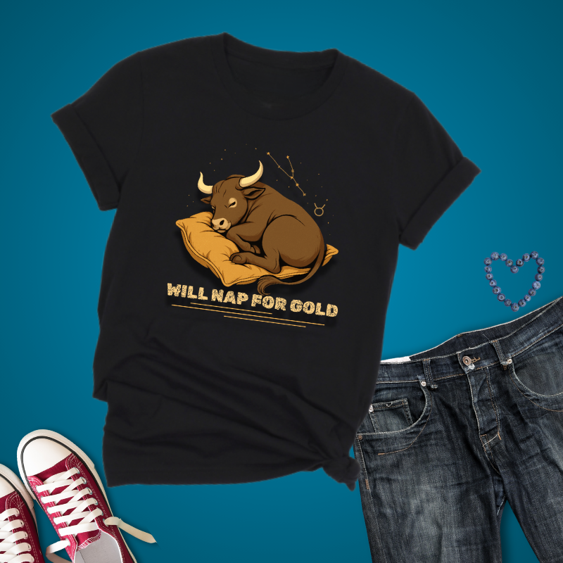 Sleeping Taurus bull Graphic Tee - Relaxed Fit Unisex Shirt, Perfect Gift for Animal Lovers, Casual Wear, Birthday Celebration, Funny T-Shirt
