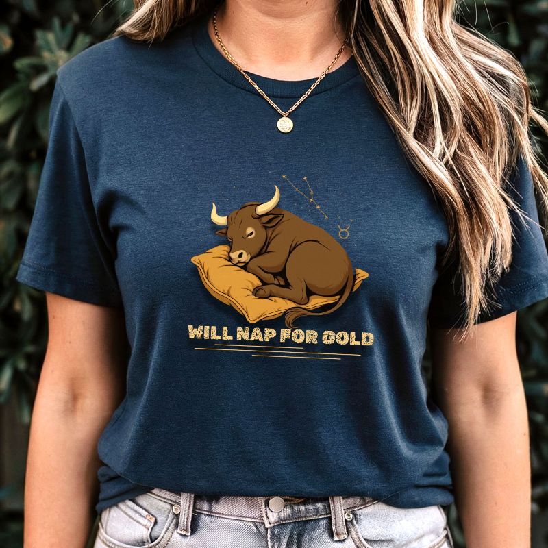 Sleeping Taurus bull Graphic Tee - Relaxed Fit Unisex Shirt, Perfect Gift for Animal Lovers, Casual Wear, Birthday Celebration, Funny T-Shirt